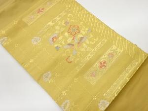 変わり横段に花鳥模様織出し名古屋帯